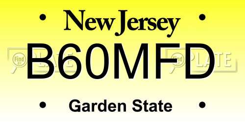 B60MFD New Jersey License Plate