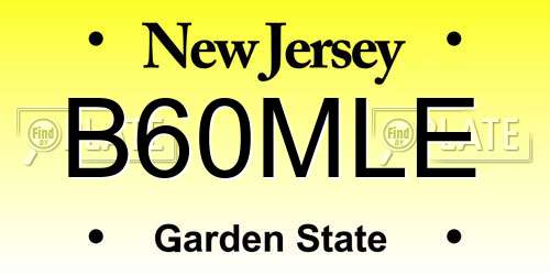 B60MLE New Jersey License Plate