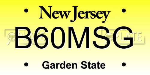 B60MSG New Jersey License Plate