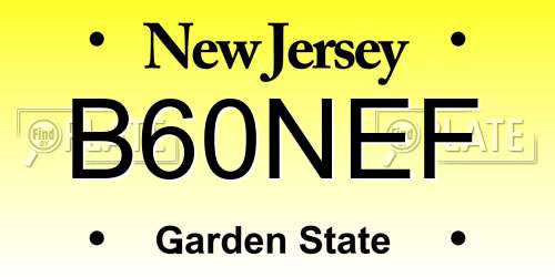B60NEF New Jersey License Plate
