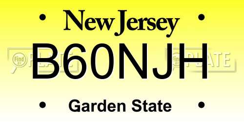 B60NJH New Jersey License Plate