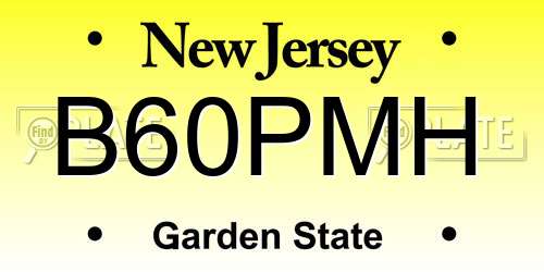 B60PMH New Jersey License Plate