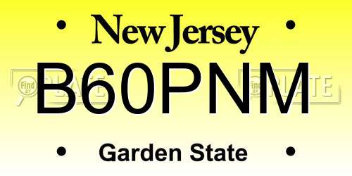 B60PNM New Jersey License Plate