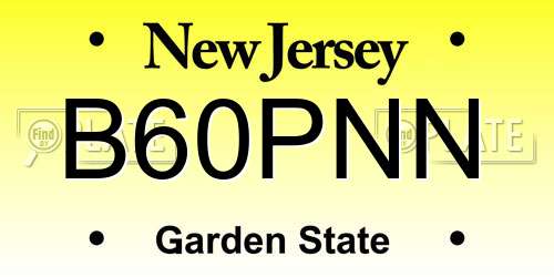 B60PNN New Jersey License Plate