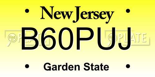 B60PUJ New Jersey License Plate