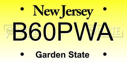 B60PWA New Jersey License Plate