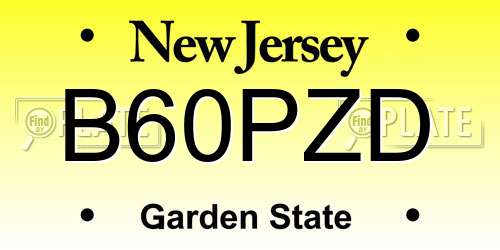 B60PZD New Jersey License Plate