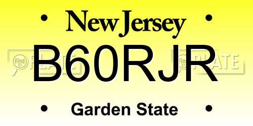 B60RJR New Jersey License Plate
