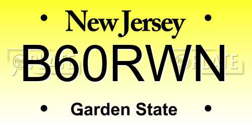 B60RWN New Jersey License Plate