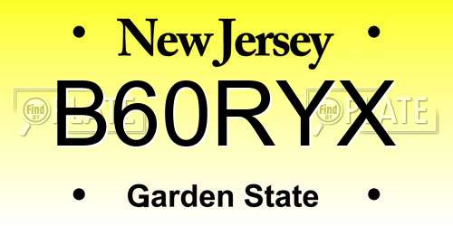 B60RYX New Jersey License Plate