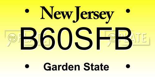 B60SFB New Jersey License Plate