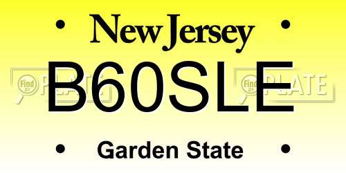 B60SLE New Jersey License Plate