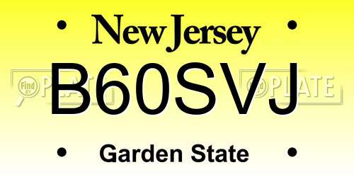 B60SVJ New Jersey License Plate