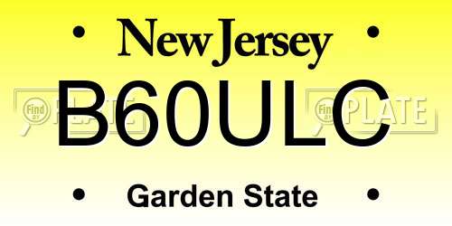 B60ULC New Jersey License Plate