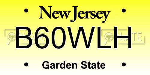 B60WLH New Jersey License Plate