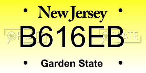 B616EB New Jersey License Plate