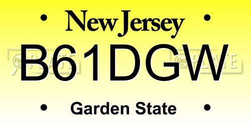 B61DGW New Jersey License Plate