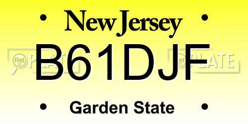 B61DJF New Jersey License Plate