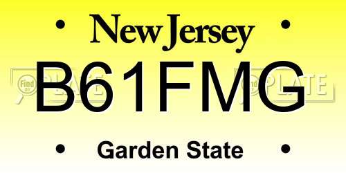 B61FMG New Jersey License Plate