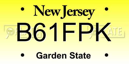 B61FPK New Jersey License Plate