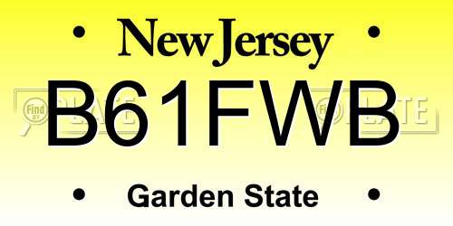 B61FWB New Jersey License Plate