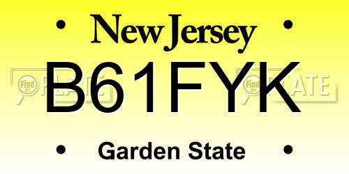 B61FYK New Jersey License Plate