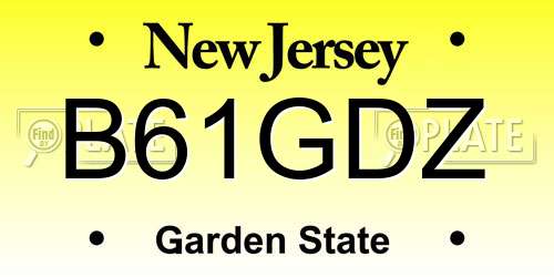 B61GDZ New Jersey License Plate