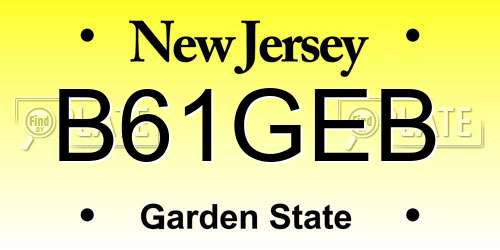 B61GEB New Jersey License Plate
