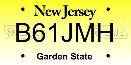 B61JMH New Jersey License Plate