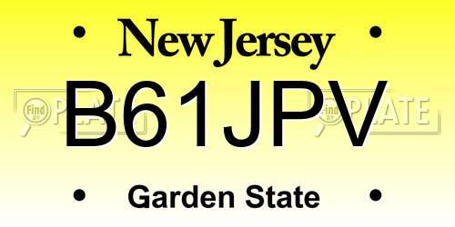 B61JPV New Jersey License Plate