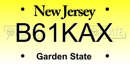 B61KAX New Jersey License Plate