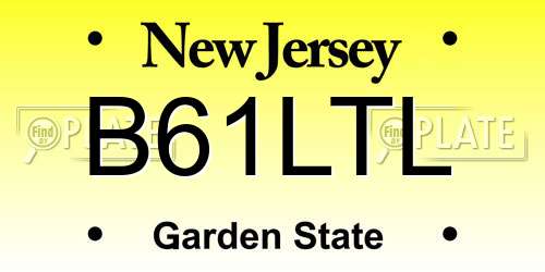 B61LTL New Jersey License Plate