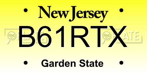 B61RTX New Jersey License Plate