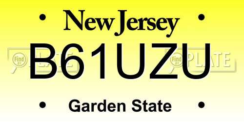 B61UZU New Jersey License Plate