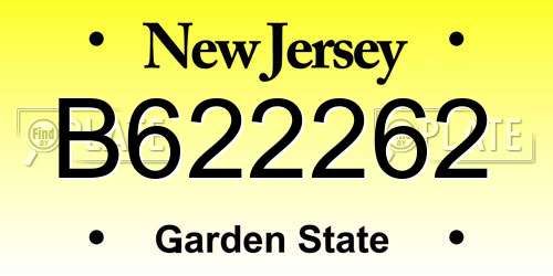 B622262 New Jersey License Plate