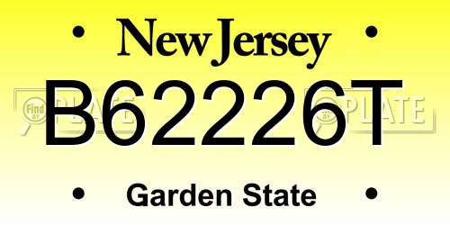 B62226T New Jersey License Plate