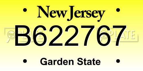 B622767 New Jersey License Plate