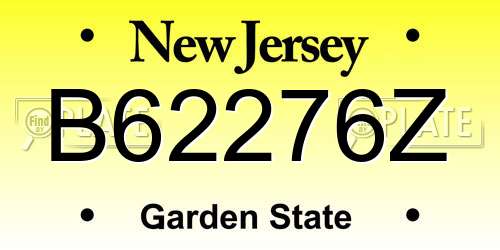 B62276Z New Jersey License Plate
