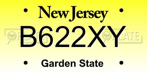 B622XY New Jersey License Plate