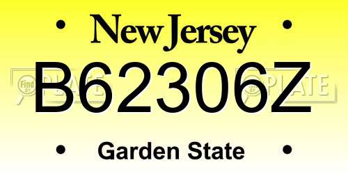 B62306Z New Jersey License Plate