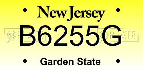 B6255G New Jersey License Plate