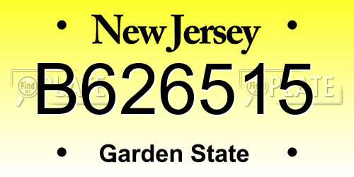 B626515 New Jersey License Plate