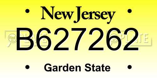 B627262 New Jersey License Plate