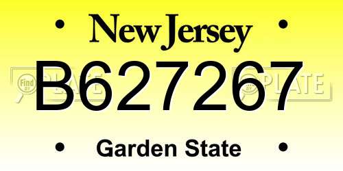 B627267 New Jersey License Plate