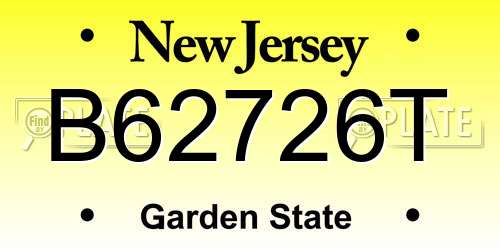 B62726T New Jersey License Plate