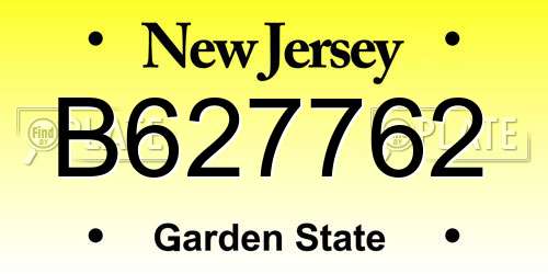 B627762 New Jersey License Plate