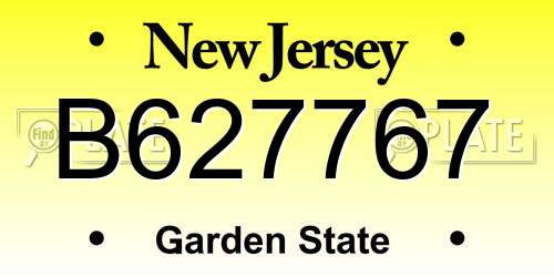 B627767 New Jersey License Plate