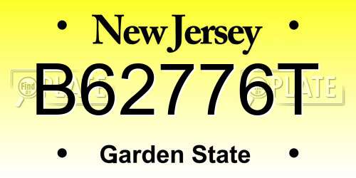 B62776T New Jersey License Plate