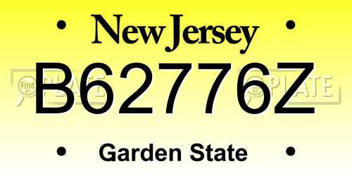 B62776Z New Jersey License Plate