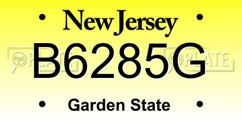 B6285G New Jersey License Plate